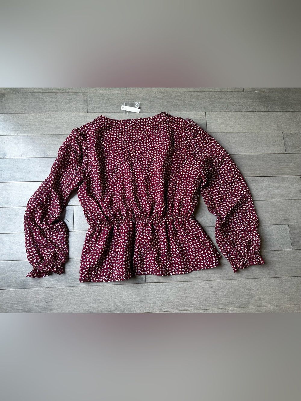 Women’s Madewell Overture Top Burgundy Ditsy Flowers Floral V Neck Blouse NWT S - Picture 3 of 4